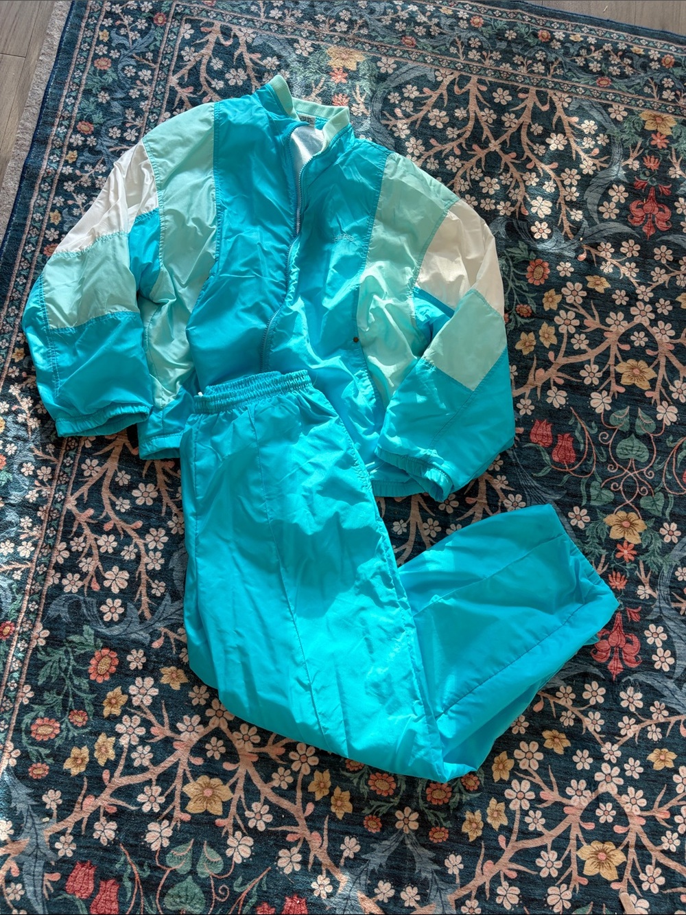 Y2K Head Women’s Teal Colorblock Track Pants & Jacket Set